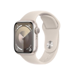 Apple Watch Series 9 (GPS) - 45 mm - starlight aluminum - smartwatch con fascia sportiva - fluoroelastomero - starlight - dimensione della fascia: M/L - 64 GB - Wi-Fi, UWB, Bluetooth - 38.7 g